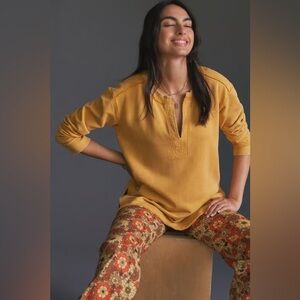 Anthropologie Pilcro Split Hem Tunic Sweater yellow size XS